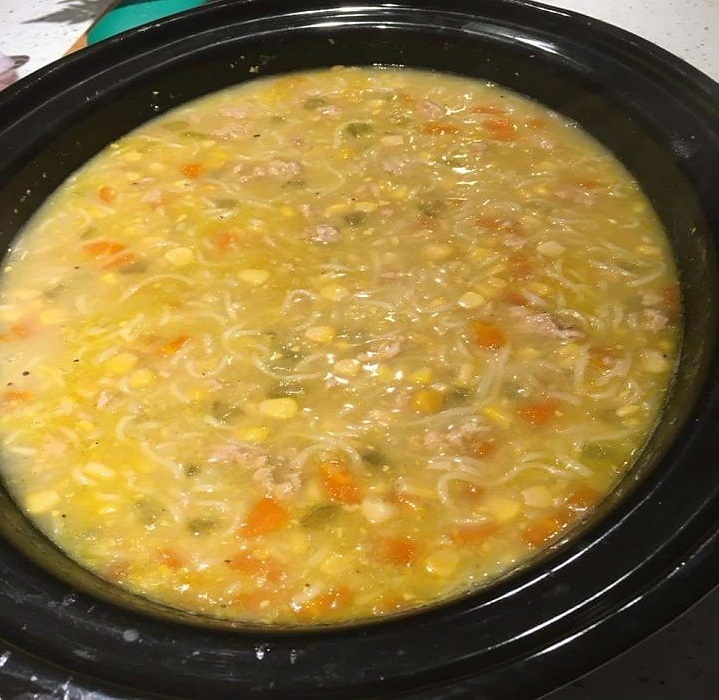 Slow Cooker Creamy Chicken and Corn Soup - Sweet Savory and Steph