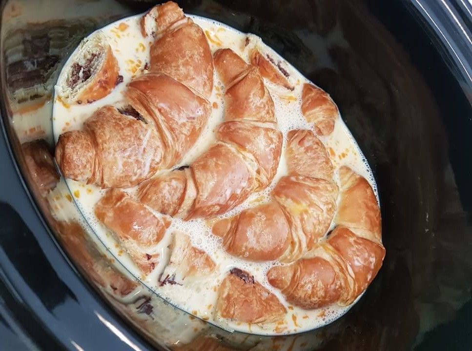 Slow Cooker Nutella Bread Pudding