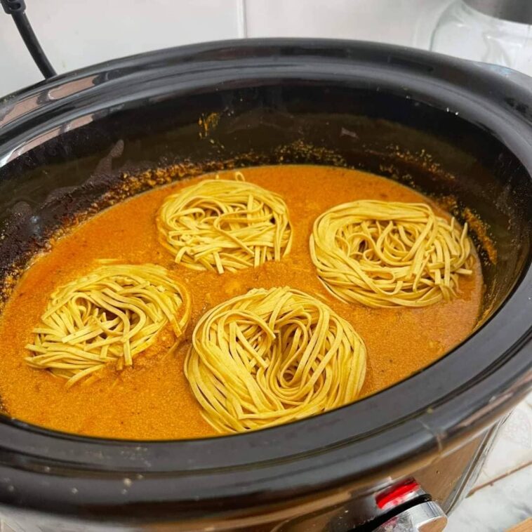 Slow Cooker Chicken Noodles with Curry Sauce