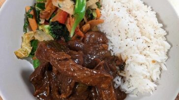 Slow cooked Mongolian beef.