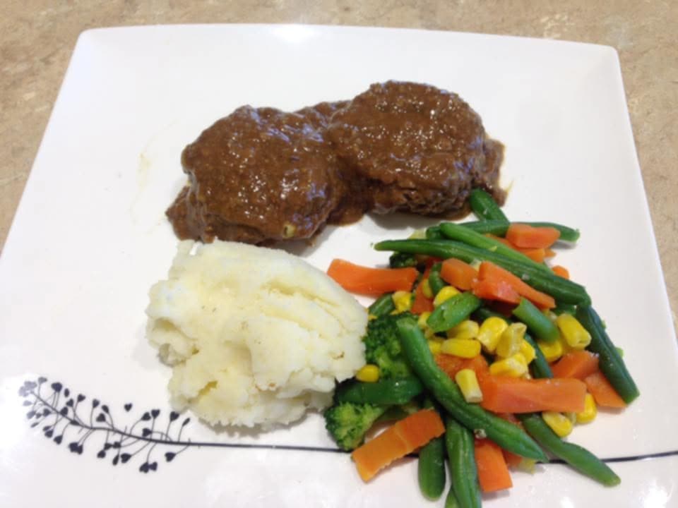 Beef rissoles and gravy