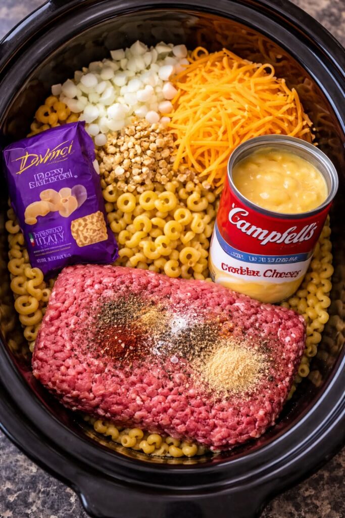 Beefy Cheddar and Macaroni Casserole