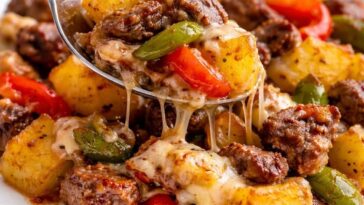 Philly Cheesesteak Potato Casserole