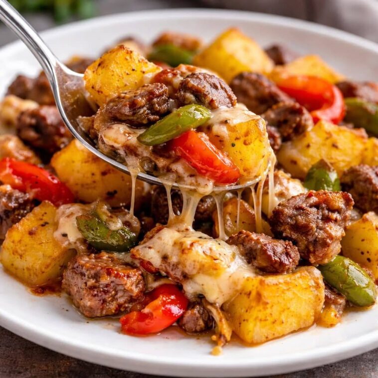 Philly Cheesesteak Potato Casserole