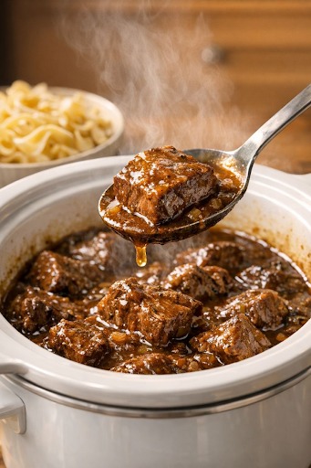 4-Ingredient Slow Cooker Beef Tips and Gravy (using Cubed Sirloin)