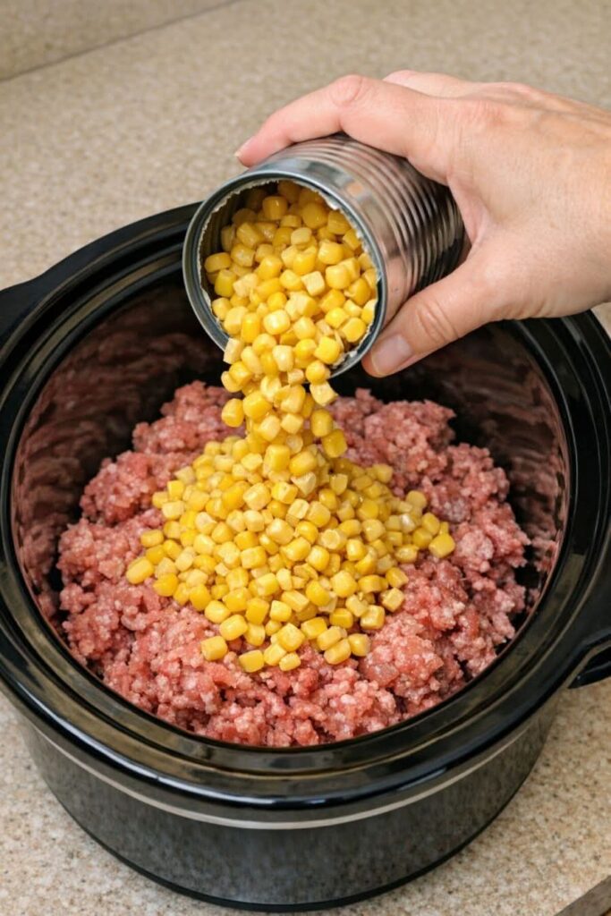 Amish Beef and Corn Casserole Slow Cooker