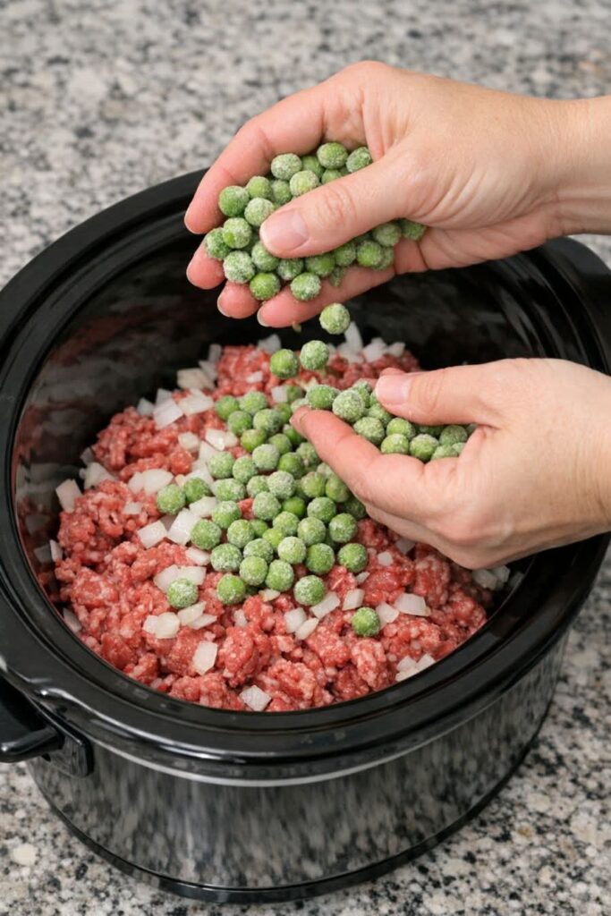 Amish Beef and Peas In Slow Cooker