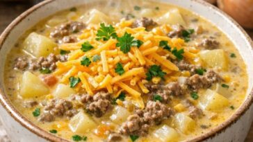Amish Cheeseburger Soup 5-Ingredient Slow Cooker
