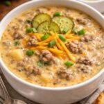 Amish Cheeseburger Soup in a Slow Cooker 5 Ingredients