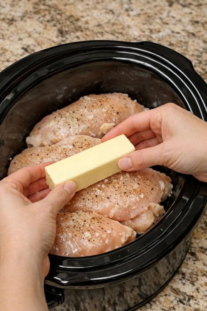 Amish Chicken and Noodles In Slow Cooker 5 Ing