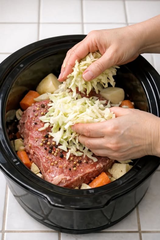 Amish Corned Beef Cabbage Pasta in the Slow Cooker