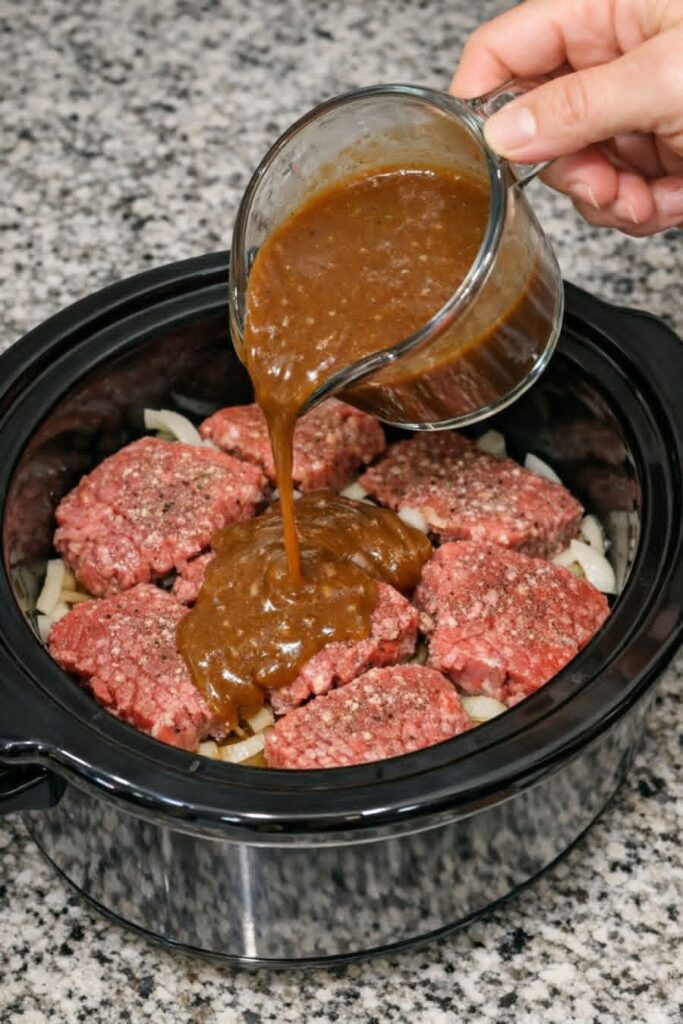 Amish Cube Steak Brown Gravy In Slow Cooker