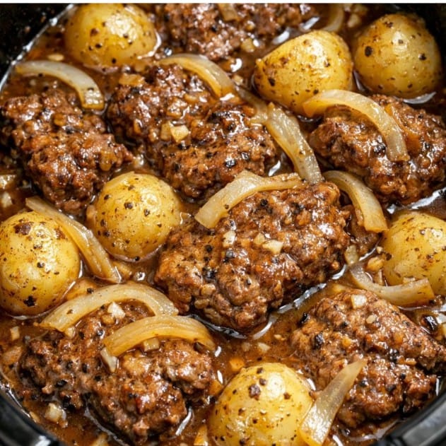 Amish Cube Steak Brown Gravy In Slow Cooker