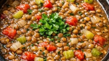 Amish Lentil Soup (5 Ingredients) In Slow Cooker