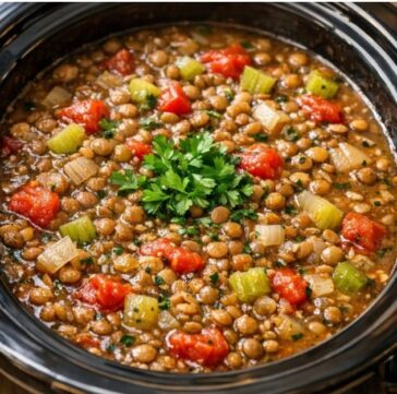 Amish Lentil Soup (5 Ingredients) In Slow Cooker