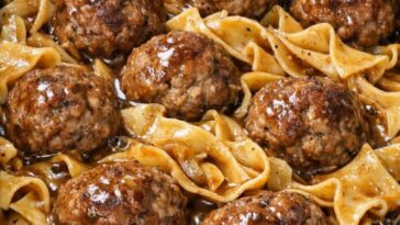 Amish Meatball Noodles In Slow Cooker-4 Ing