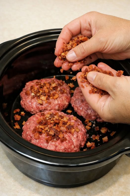 Bacon Ranch Burger Steaks Slow Cooker