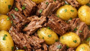 Buttery Beef and Potatoes In Slow Cooker 4 Ingredients