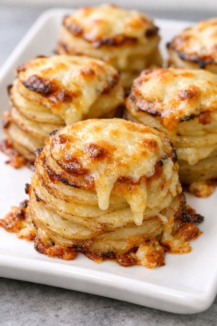 Cheesy Potato Stacks, Baked in the Oven