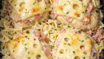 Chicken Cordon Bleu Bowtie Pasta In Slow Cooker