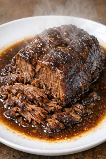 Dark Beef Roast In Slow Cooker 3 ingredients