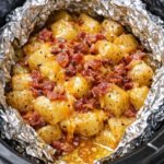 Foil potted Cheesy Potatoes In Slow Cooker with 4 Ingredients