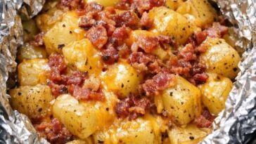 Foil potted Cheesy Potatoes In Slow Cooker with 4 Ingredients