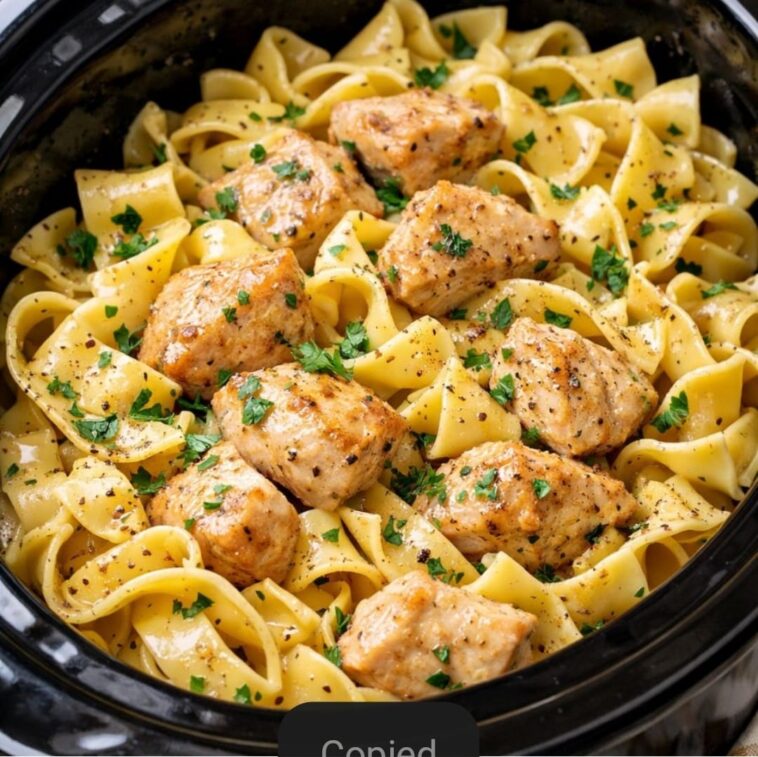 Garlic Butter Chicken Noodles Slow Cooker