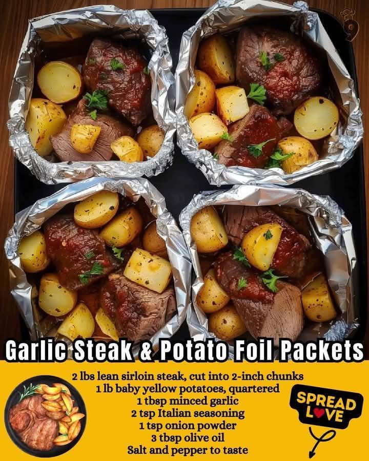 Garlic Steak Potato Foil Packets