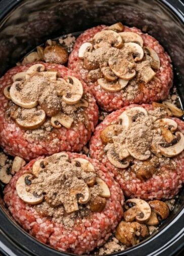 Mushrooms-Gravy Crockpot Hamburger Steaks