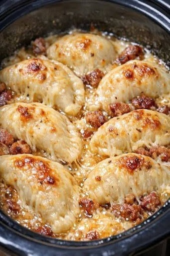 Pierogi and Kielbasa Casserole in the Slow Cooker