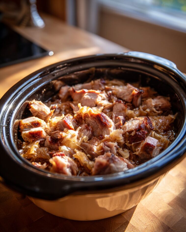 Pork and Sauerkraun Slow Cooker 3-Ingredient