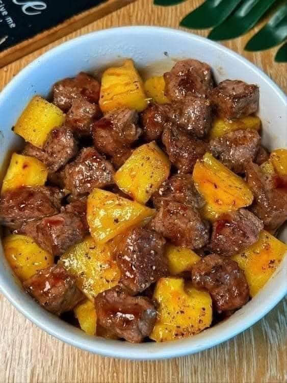 Potatoes and Garlic Butter Steak Bites in Air Fryer
