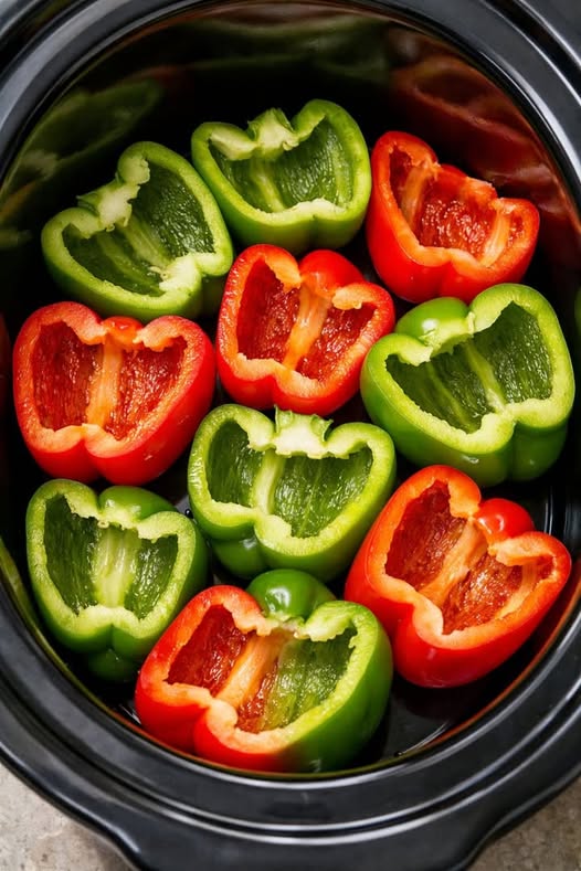 Sausage Stuffed Peppers Slow Cooker with 5 Ingredients
