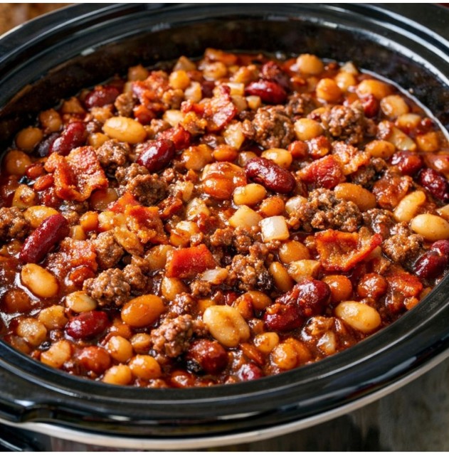 Amish Calico Beans in a Slow Cooker