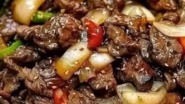Onions and hot Chinese Pepper Steak