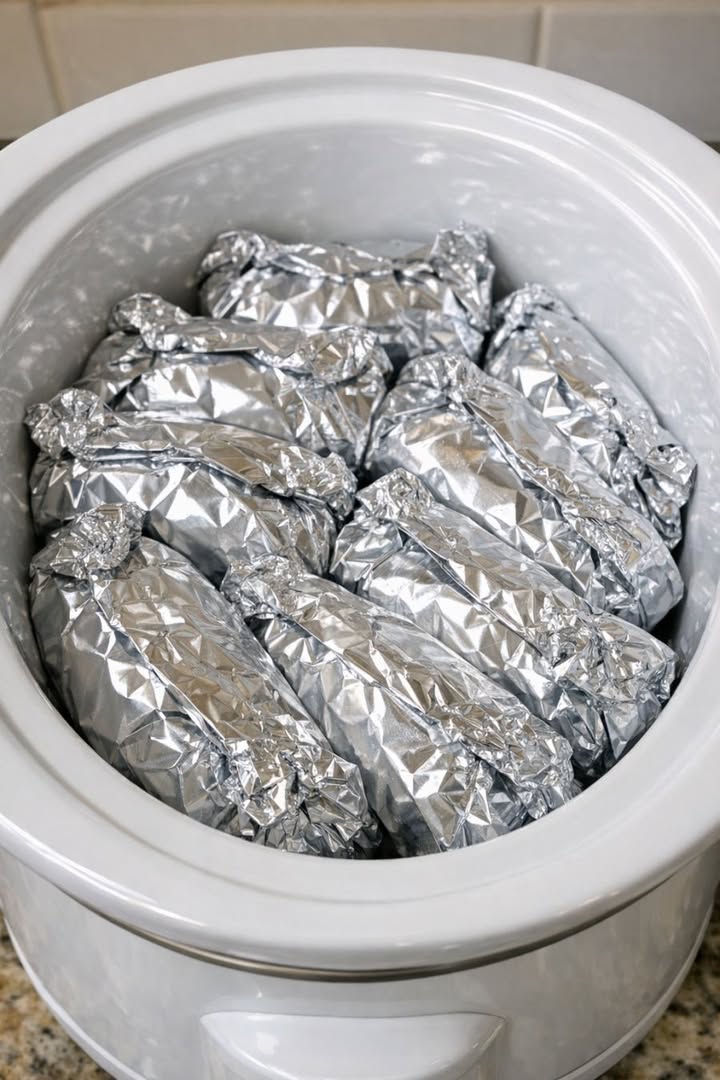 Slow Cooker Baked Apples Wrapped in Foil