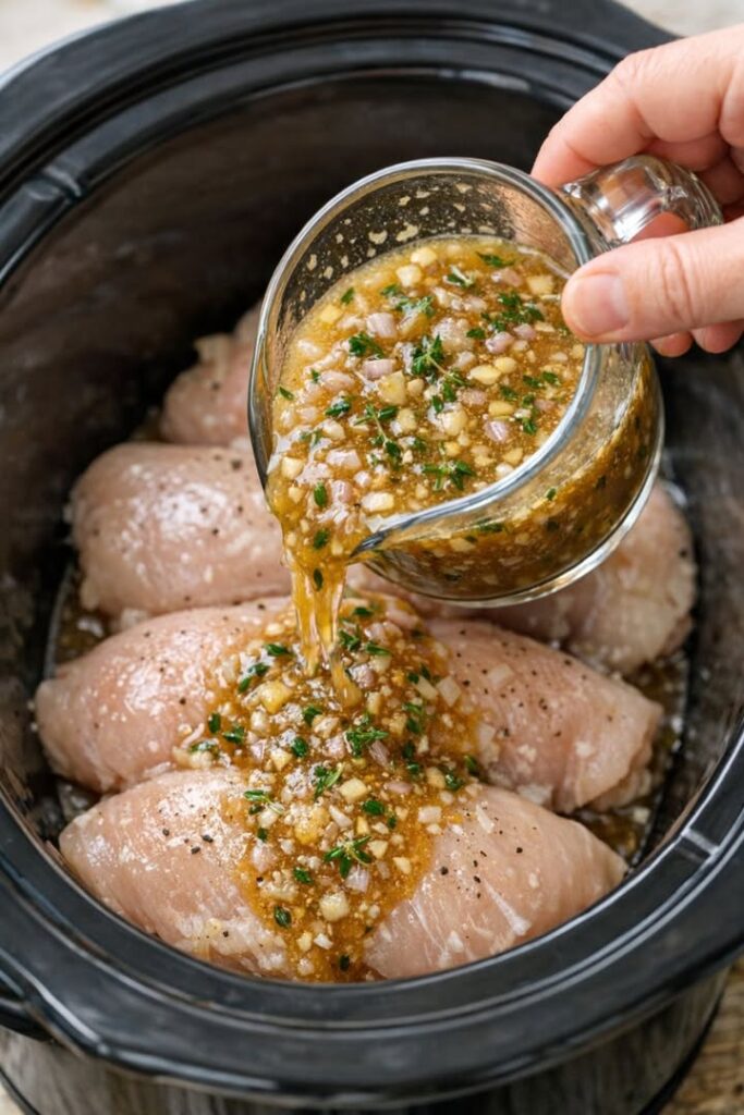 Caramelized Apple Cider Slow Cooker Chicken