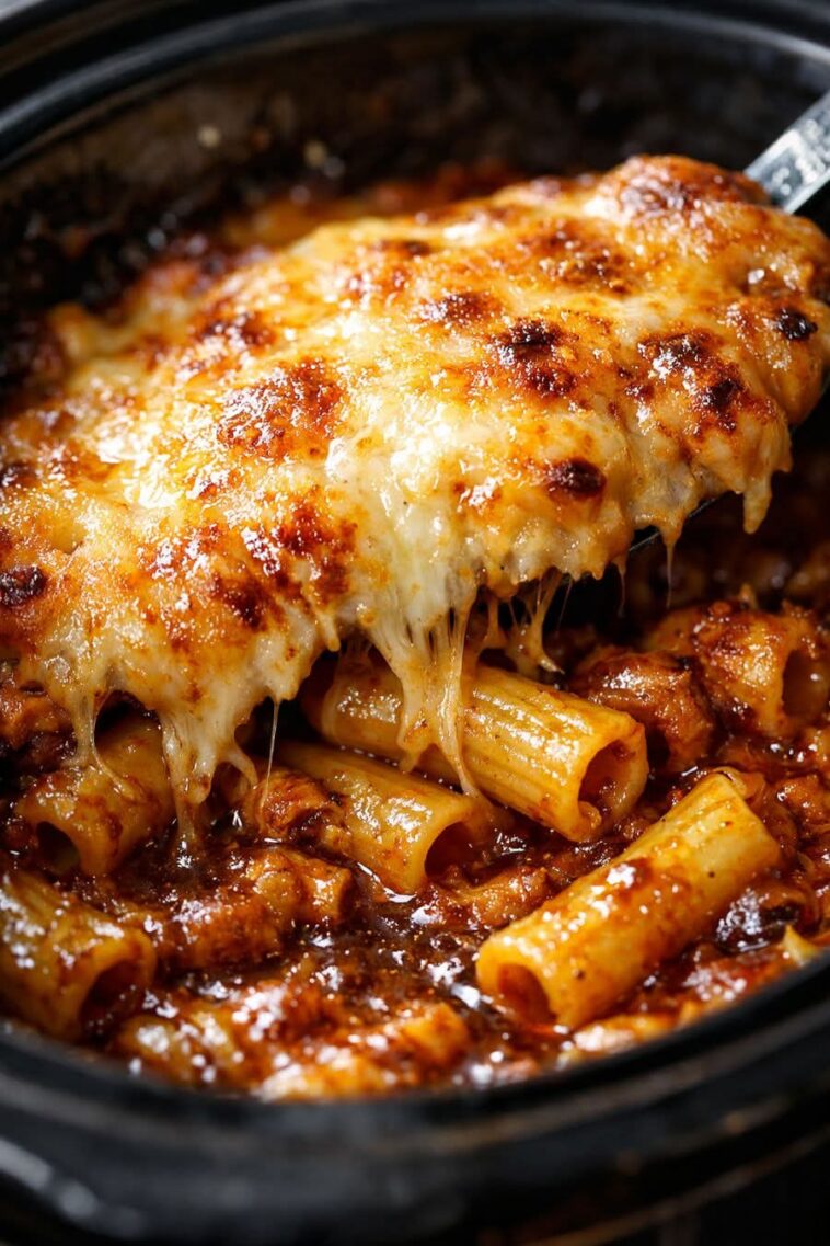 Slow Cooker Cheesy Rigatoni