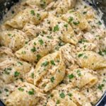 Slow Cooker Creamy Garlic Parmesan Chicken Shells
