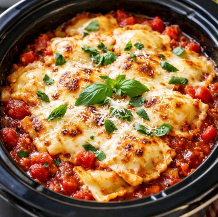 Slow Cooker Ravioli Bake