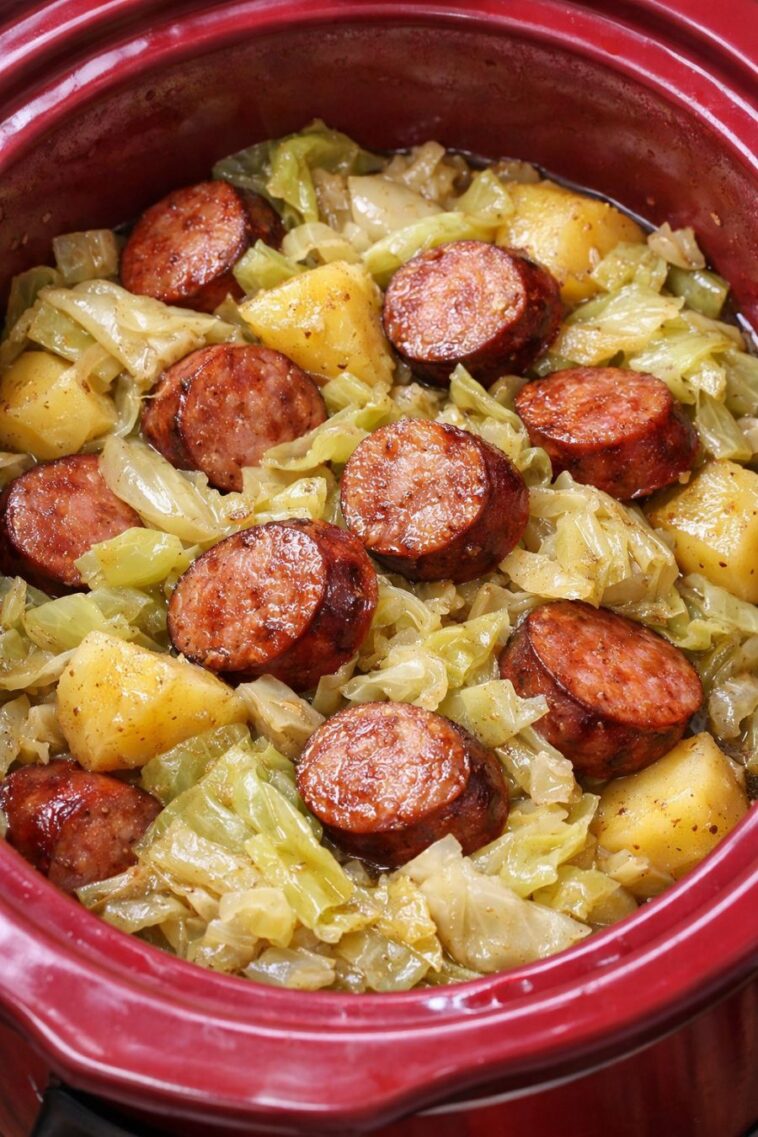 Slow Cooker Sausage and Cabbage