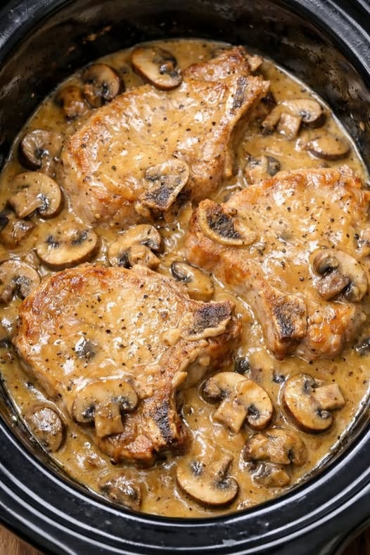 Smothered Pork Chops in the Slow Cooker 3-Ingredient