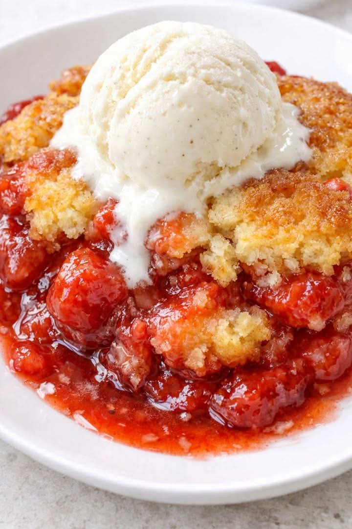 Strawberry Cobbler In Slow Cooker