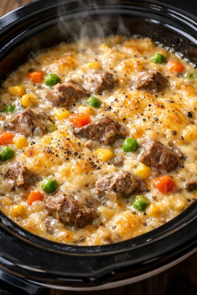 Amish Beef Pot Pie Slow Cooker 5-Ingredient