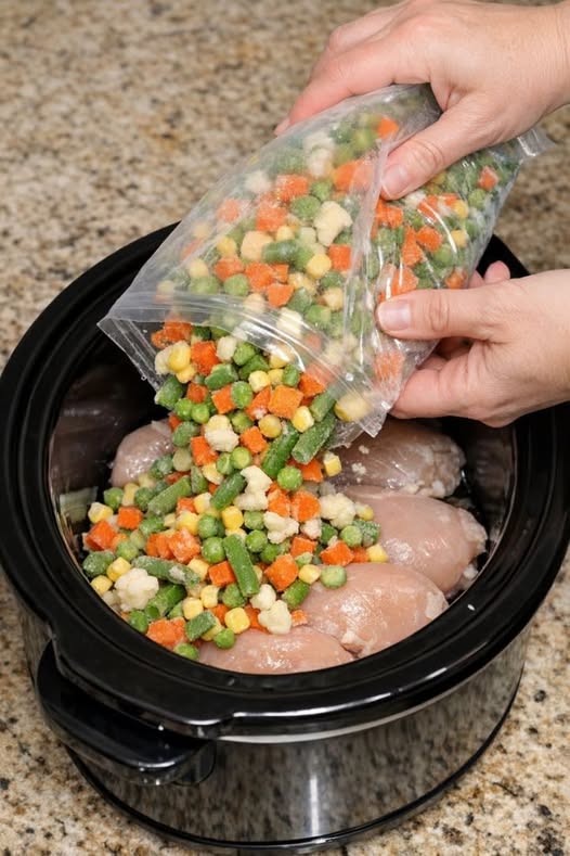 Amish Chicken Pot Pie Noodles Slow Cooker 5-Ingredient