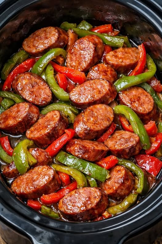 Amish Sausage and Peppers Slow Cooker 3-Ingredient