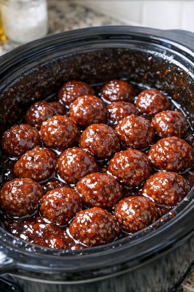 Beef Cocktail Meatballs Slow Cooker 5-Ingredient
