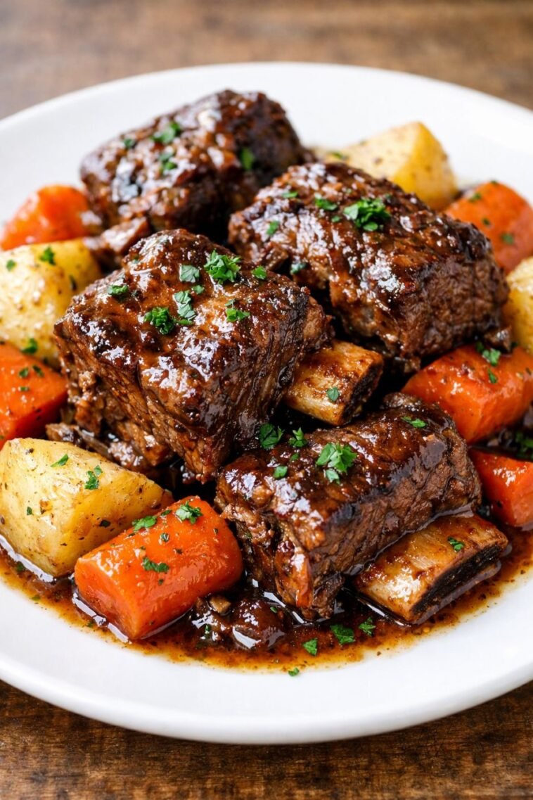 Slow Cooker Beef Short Ribs 4-Ingredient - Slow Cooker Tip