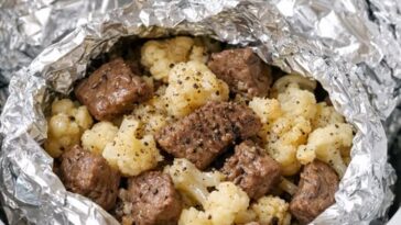 Beef and Cauliflower Foil Packets Slow Cooked